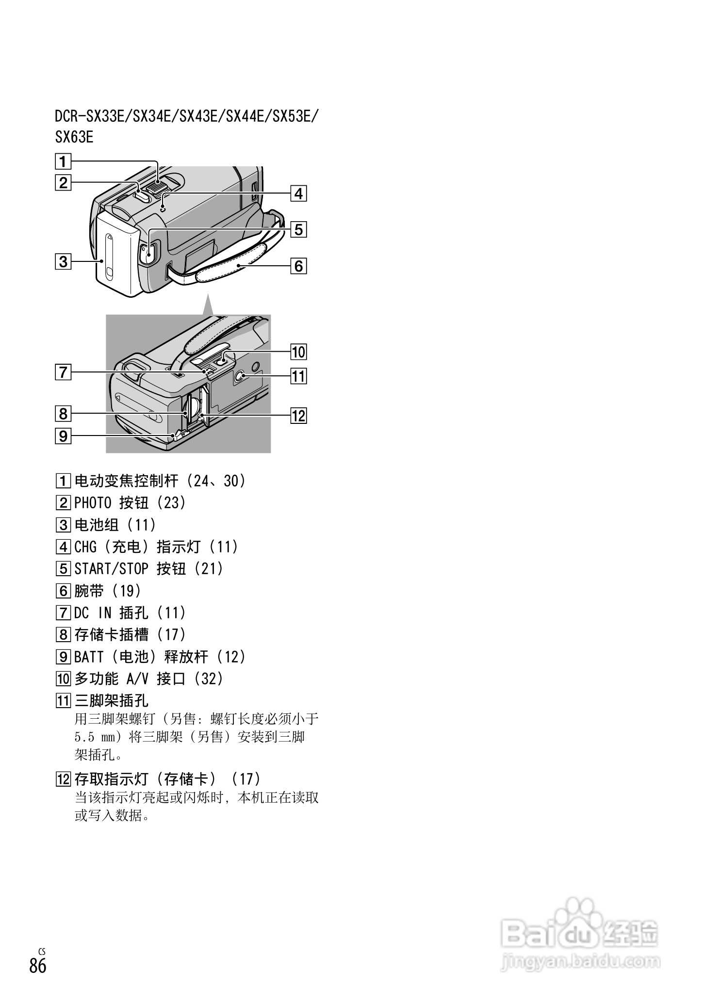 索尼DCR-SX53E数码摄录一体机使用手册:[9]