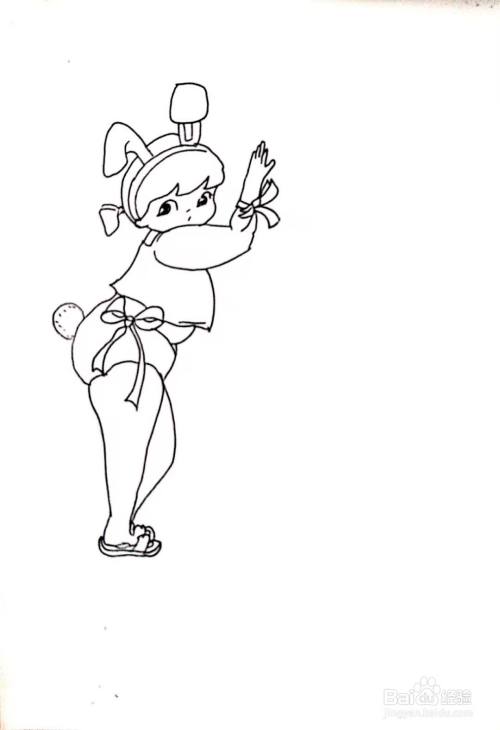 戴着兔耳朵的女孩儿怎么画