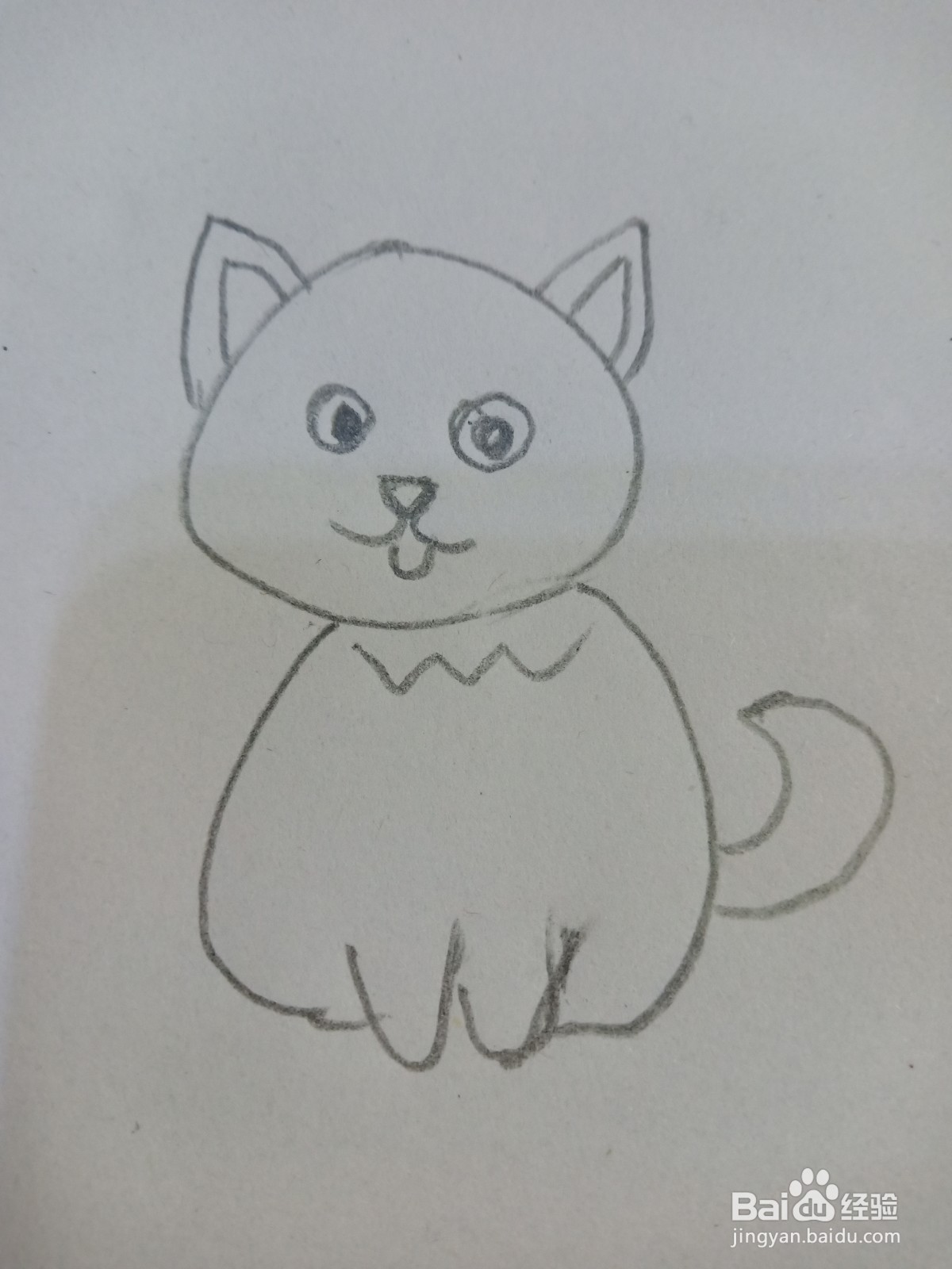 带铃铛小猫的简笔画