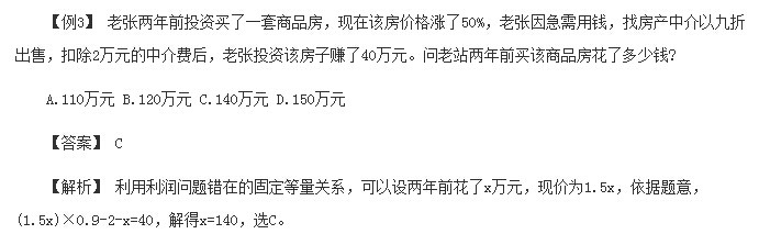 公务员考试行测中利润问题解题方法