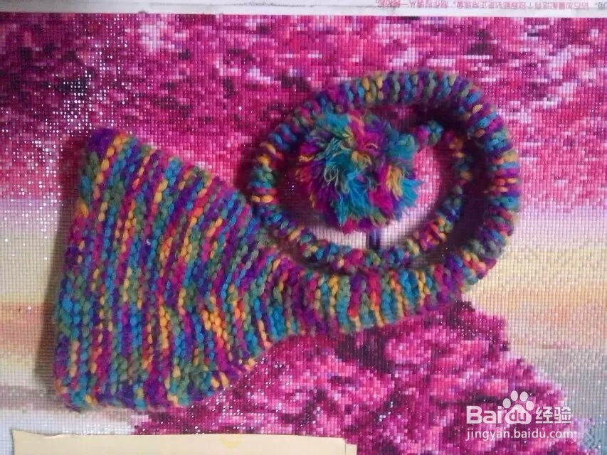 婴儿百天摄影毛线帽的编织方法