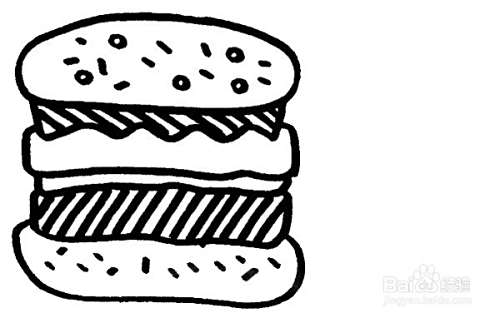 超大汉堡的简笔画