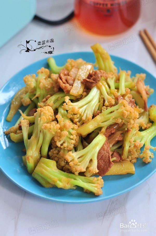 有机菜花炒肉的制作方法