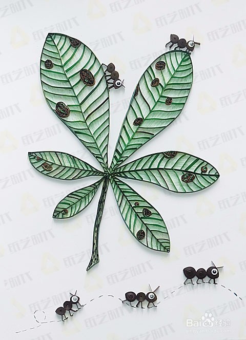 衍纸教程 蚂蚁与落叶