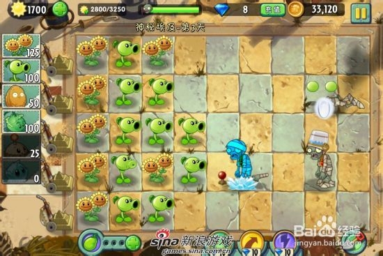 植物大战僵尸2中文版神秘埃及第三关：[1]一星