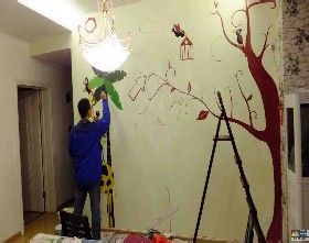 怎么制作家庭手绘墙