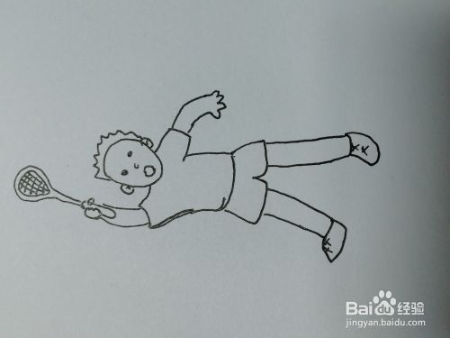 如何画一个打羽毛球的小男孩