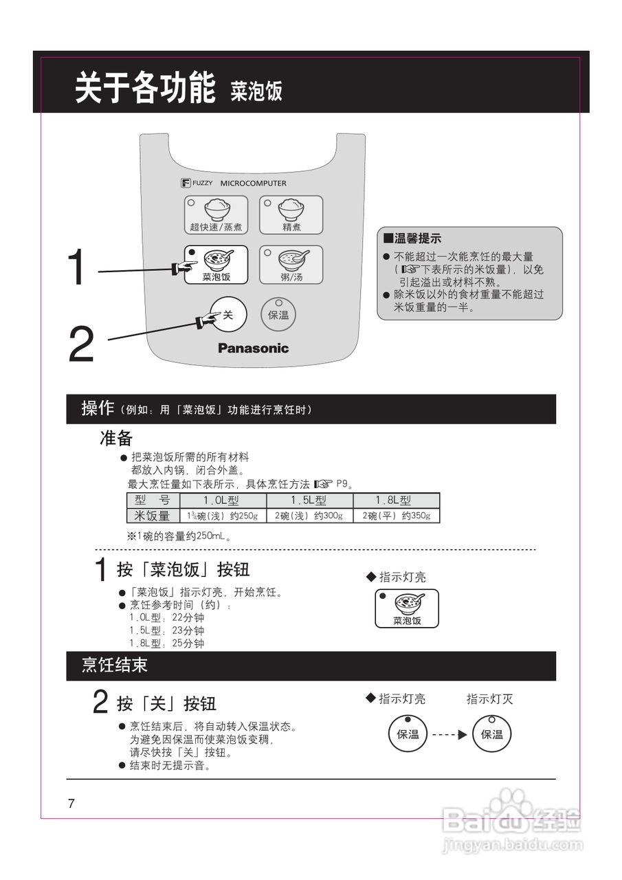 松下sr-df181電飯煲使用說明書