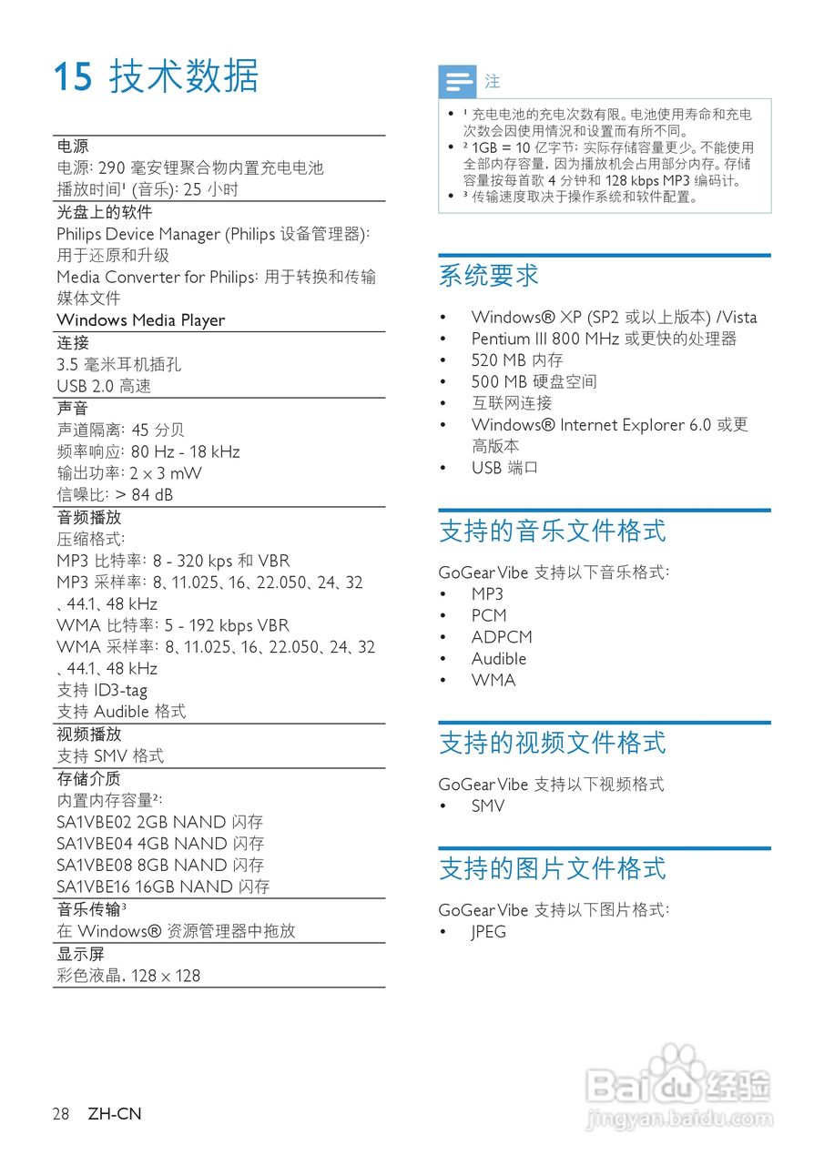 飞利浦SA1VBE16 MP3播放器使用说明书:[3]