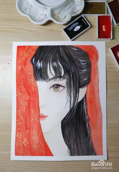 如何画好人物水彩练习之 红衫女子 百度经验