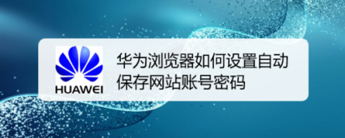 华为浏览器如何设置自动保存网站账号密码