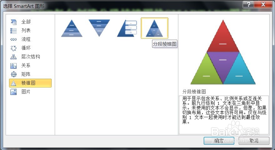 PPT怎么创建分段棱锥图的SMARTART图形