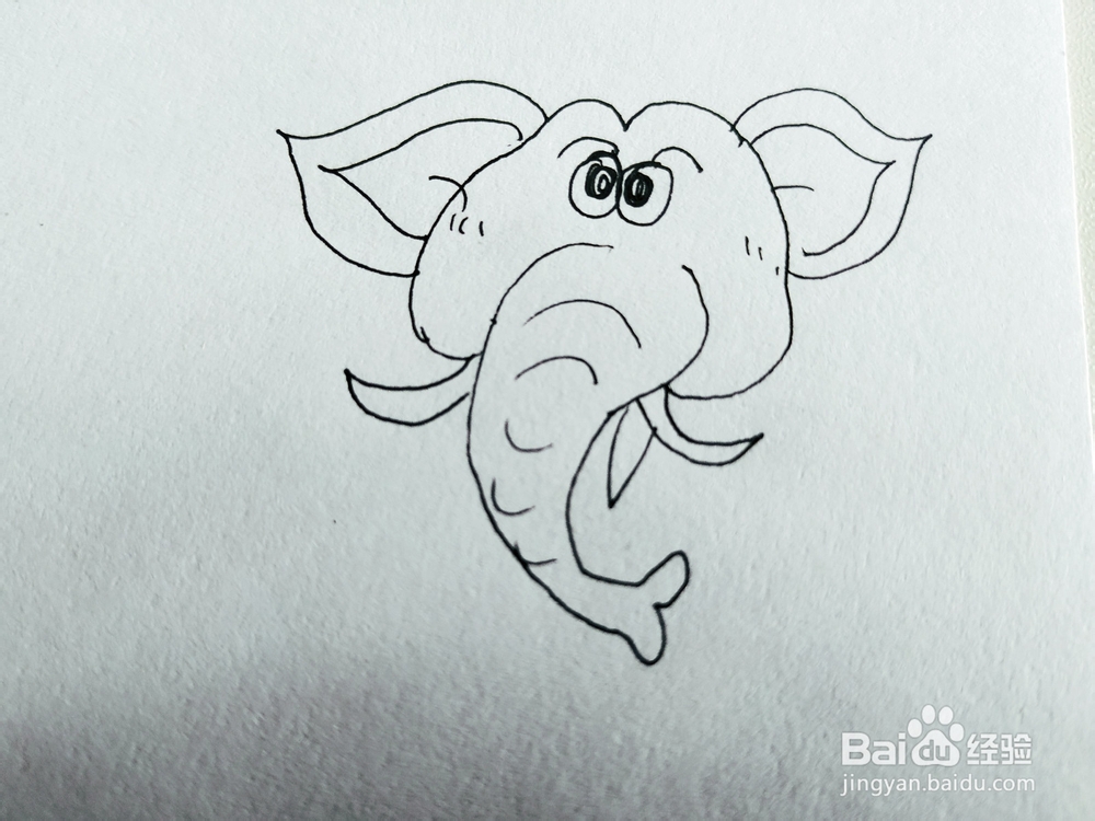 怎么教给孩子画卡通大象简笔画