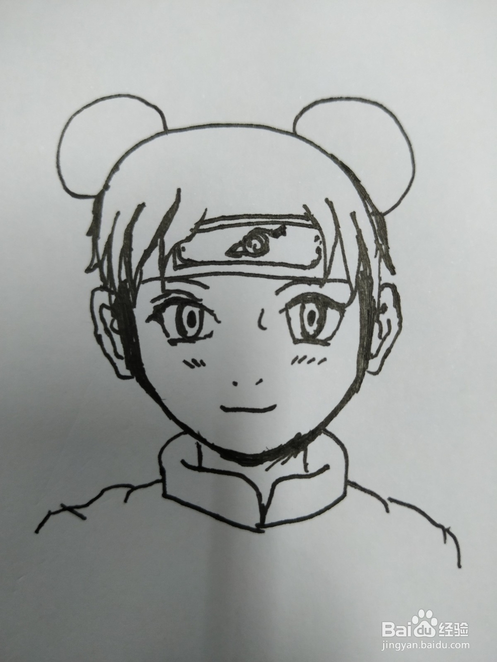 丸子头少女头像手绘