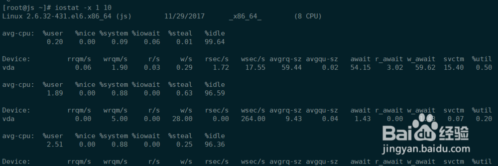 centos服务器使用iostat命令