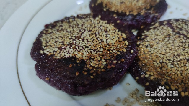 香煎芝士心芝麻紫薯饼