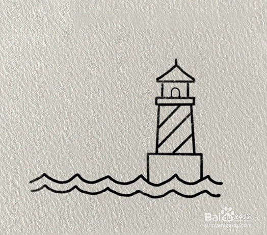 海上的灯塔风景简笔画教程