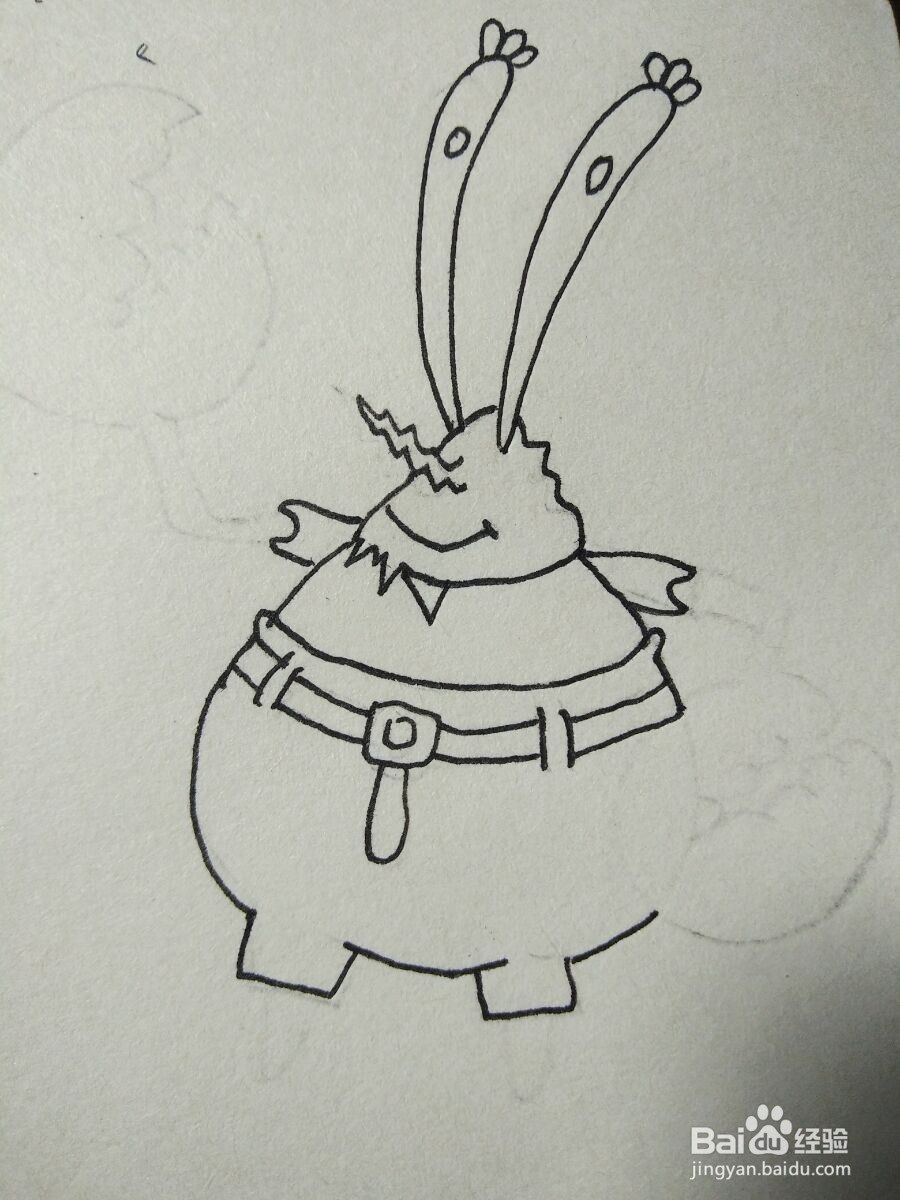 怎么画海绵宝宝里面的蟹老板简笔画