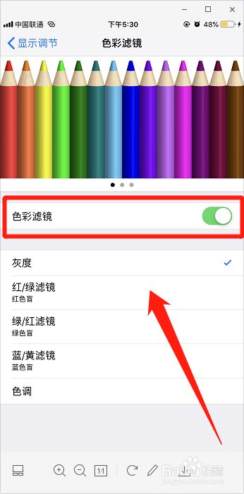 怎样打开苹果手机中的色彩滤镜 百度经验