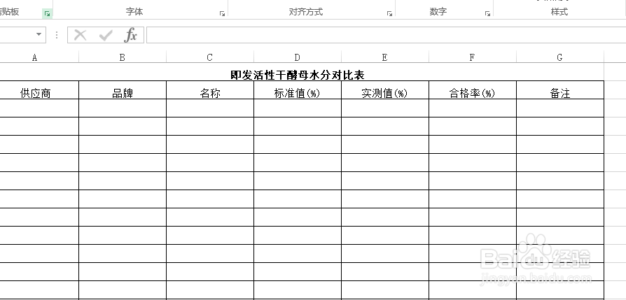 怎样创建即发活性干酵母水分对比表?
