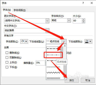 PPT 如何为图形中的字体添加双点划线下划线？