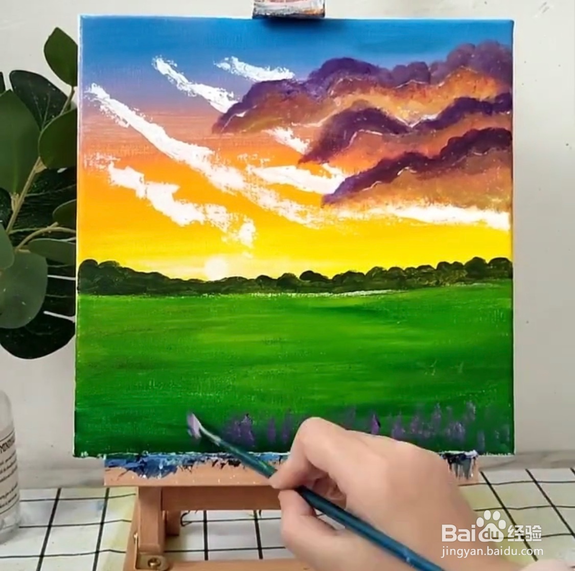 教你画水粉画田园薰衣草