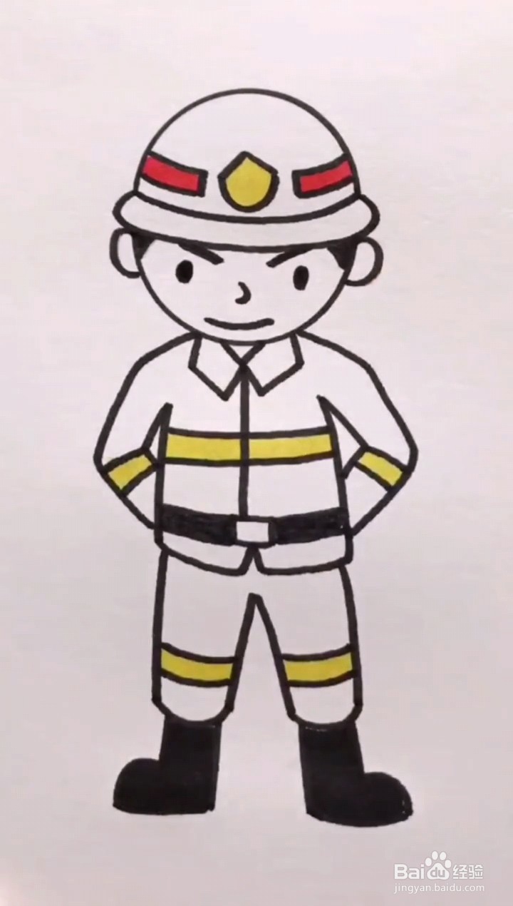 简笔画消防员怎么画