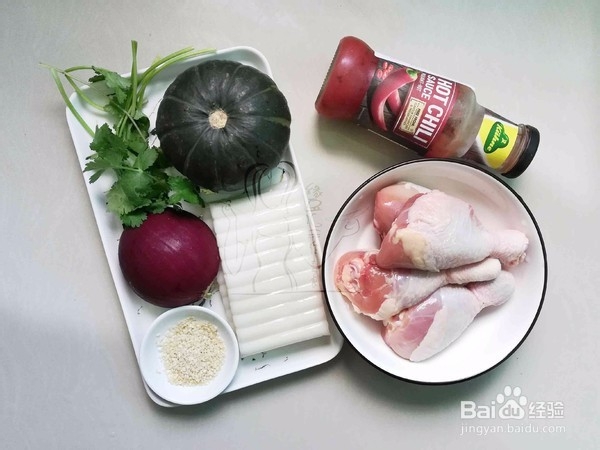 南瓜年糕烤鸡腿制作方法
