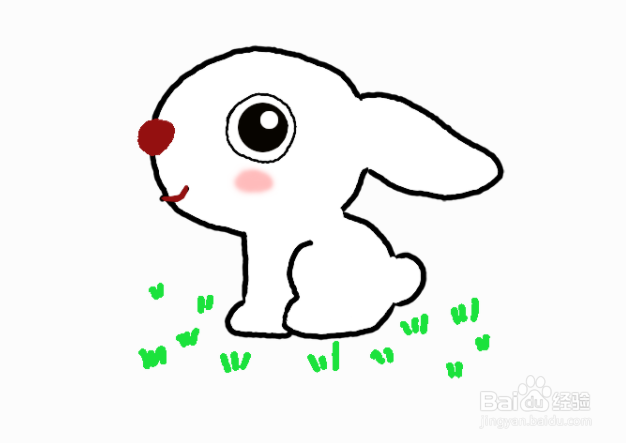 小兔子草地简笔画图片