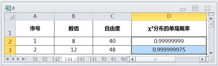 EXCEL运用CHISQ.DIST.RT返回х²分布的单尾概率