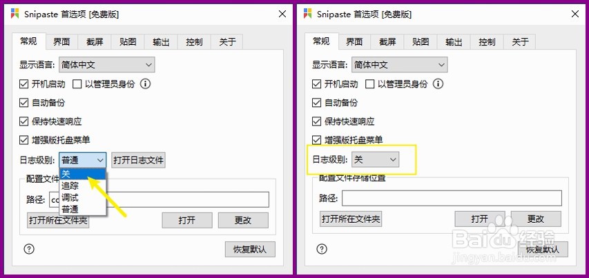 Snipaste怎样关闭日志记录