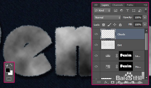 如何在Photoshop中制作缝合牛仔布文字效果