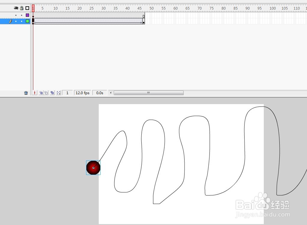 flash制作小球沿着自定义路径移动的方法