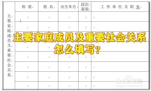 主要家庭成員及重要社會關係怎麼填寫