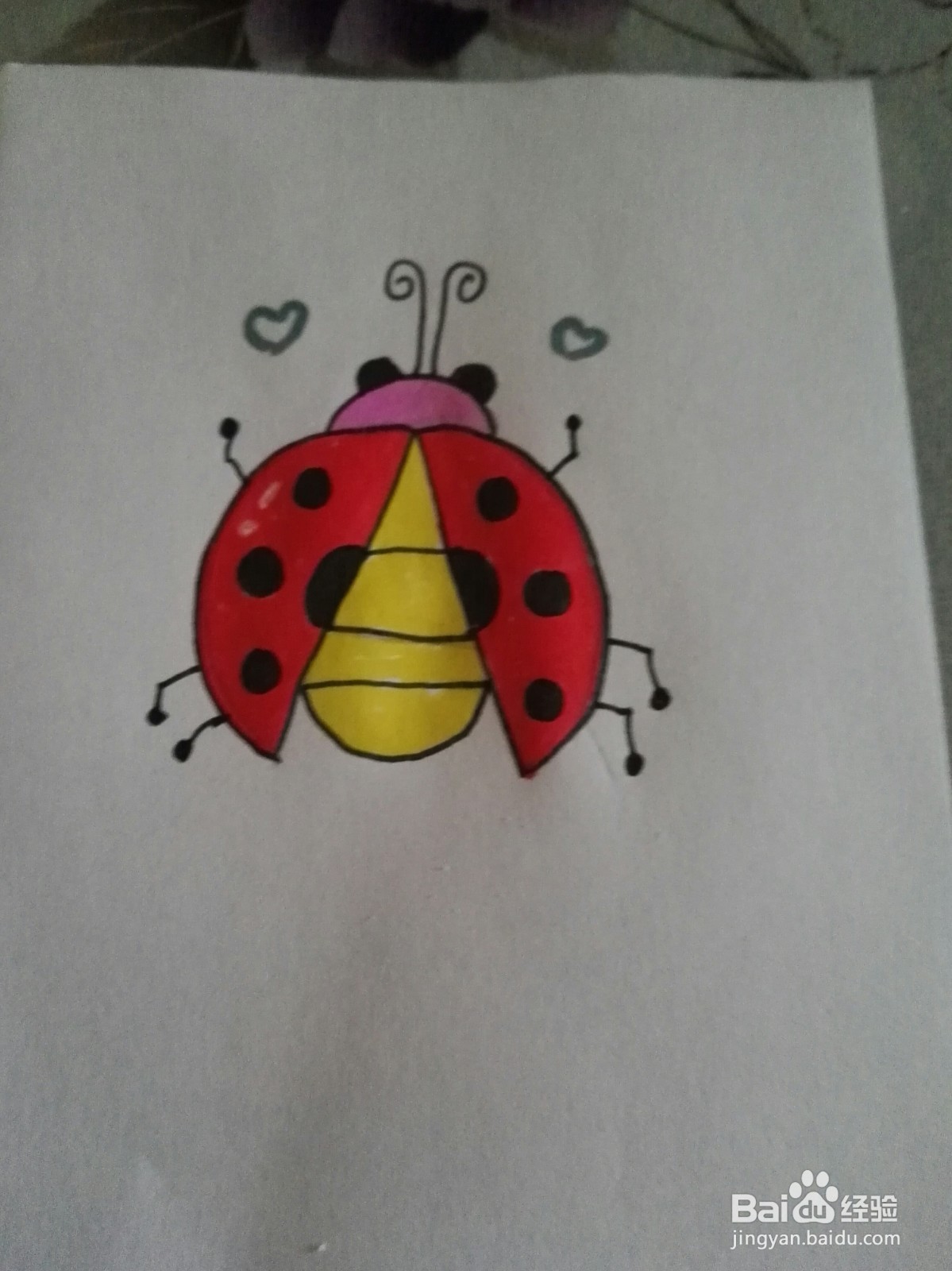 可爱的七星飘虫的简笔画法