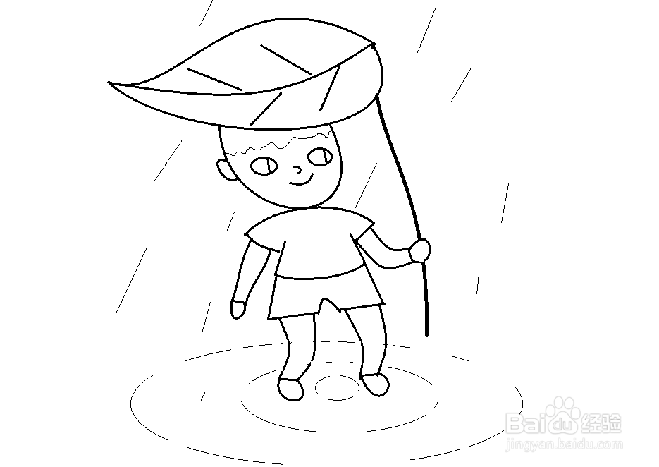 儿童画下雨了简笔画图片