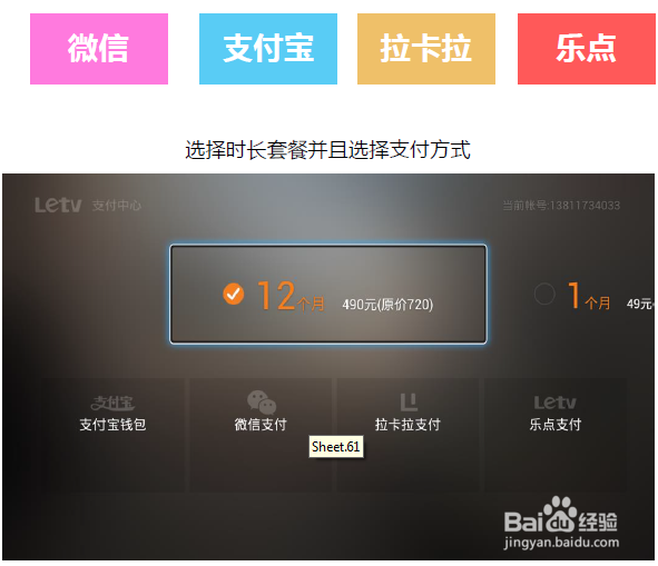 乐视网TV版付费方法