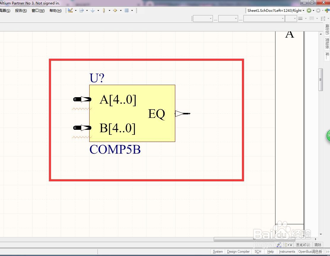 如何在AD中放置5位总线身份比较器？