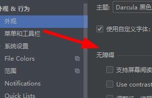 PyCharm如何设置无障碍选项