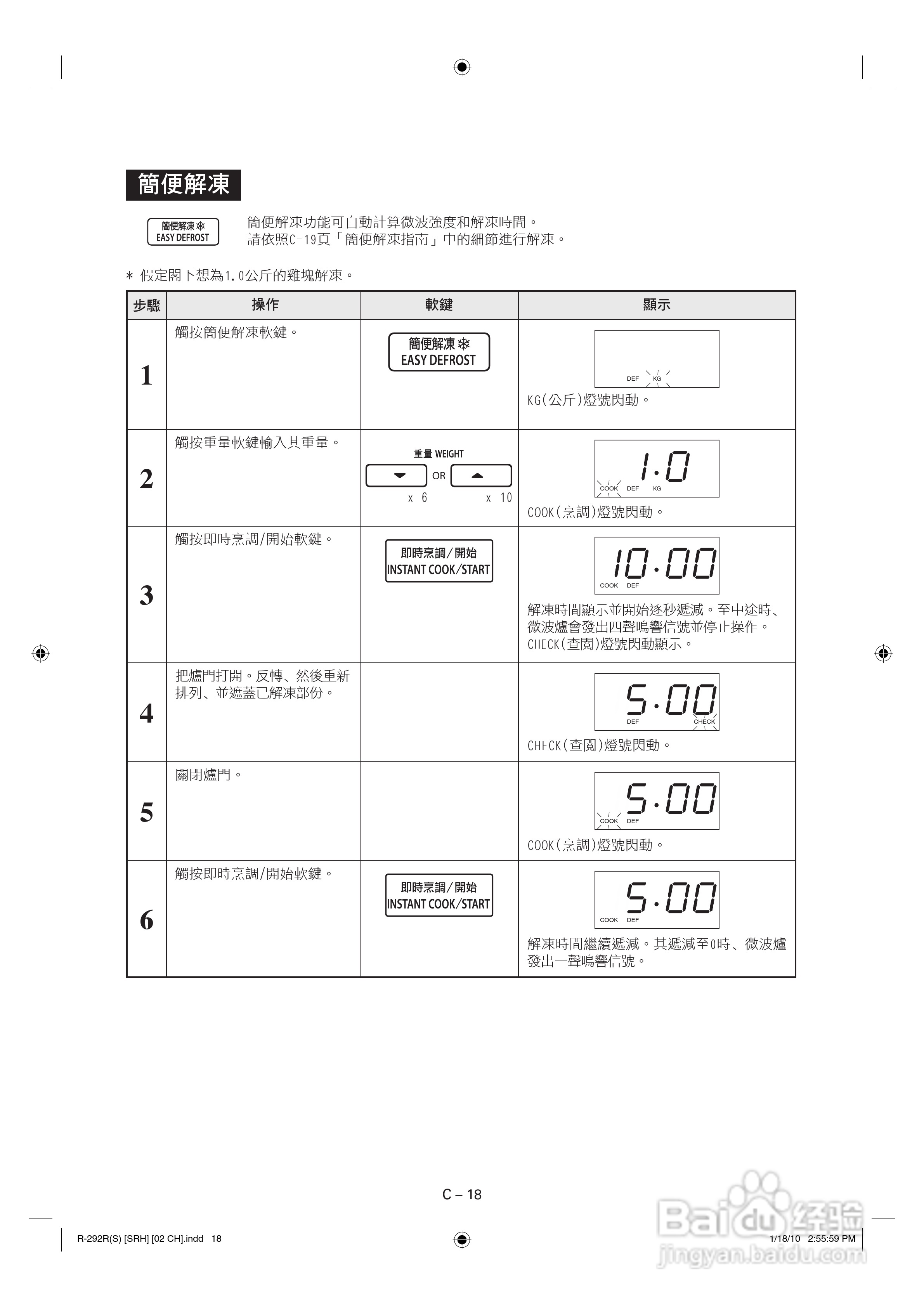 声宝R-292R(S)型微波炉说明书:[1]