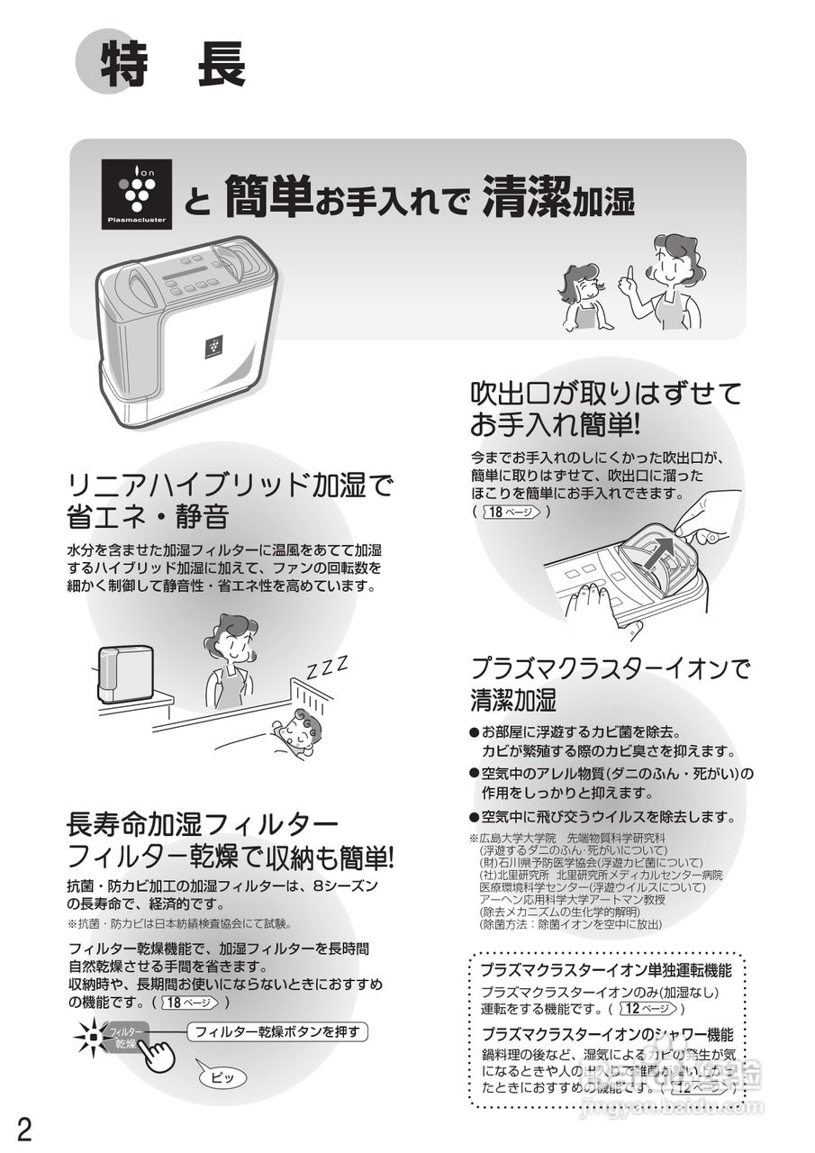 SHARP 加热汽化式加湿器HV-Y50CX/Y70CX 说明书:[1]