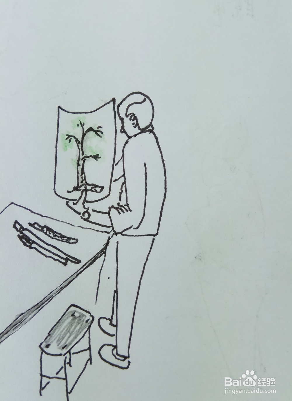 怎样画简笔画“他画出了一棵大树”