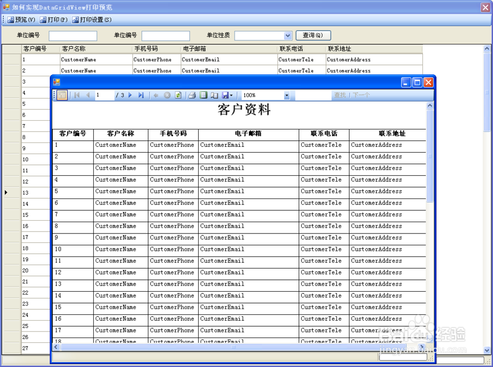 如何实现DataGridView列表打印预览
