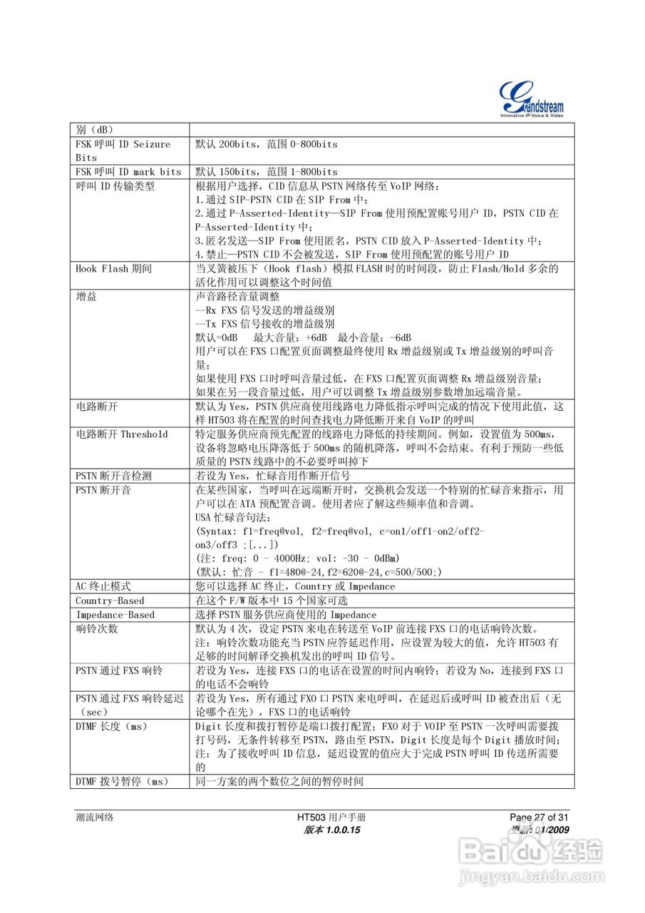 Gtandstream HT503双FXS口模拟电话适配器用户手册:[3]