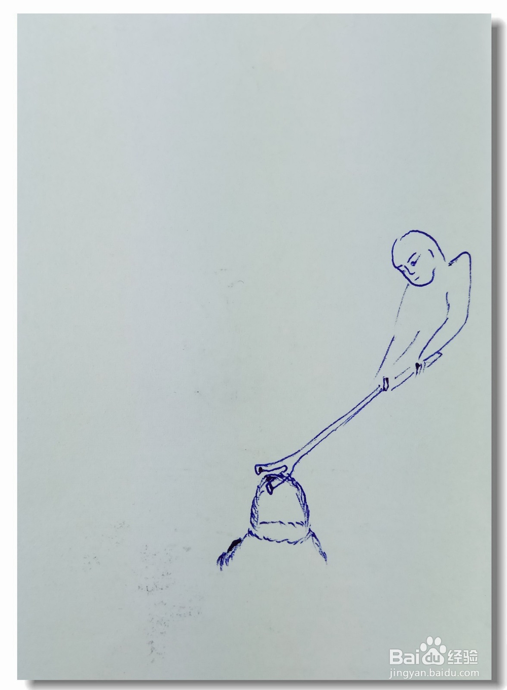 怎样画简笔画“用叉棍放篮子”?