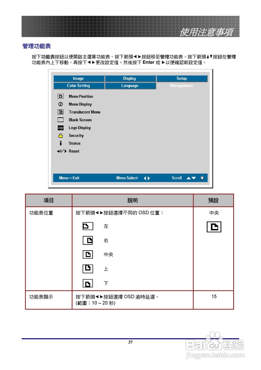 奥图玛投影机EP771型说明书:[4]