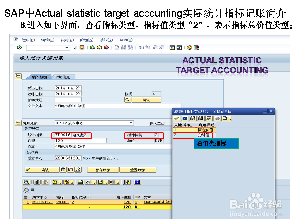 SAP中Actua statis targ accou实际统计指标记账