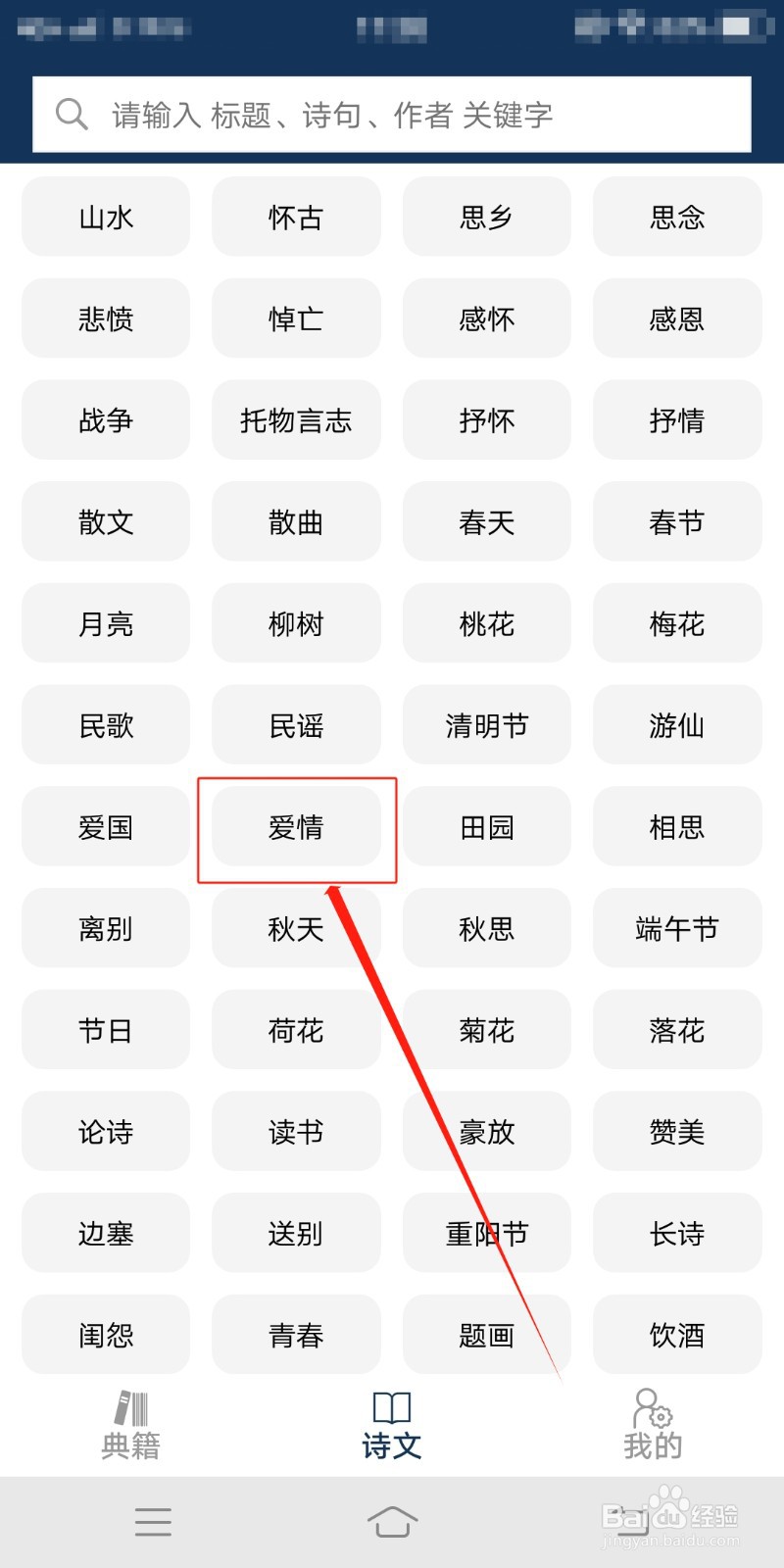 爱情类典籍在古文典籍大全软件怎么查看