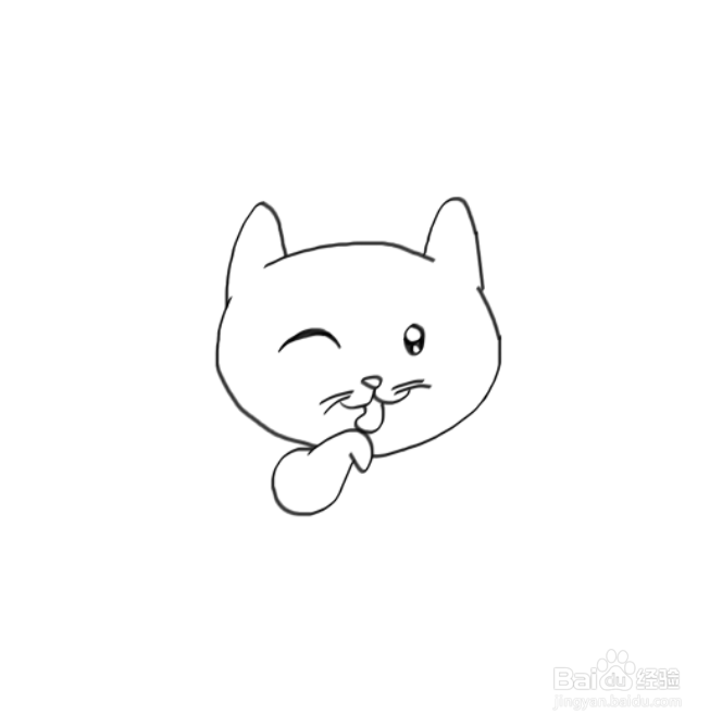 舔爪子的小猫咪简笔画