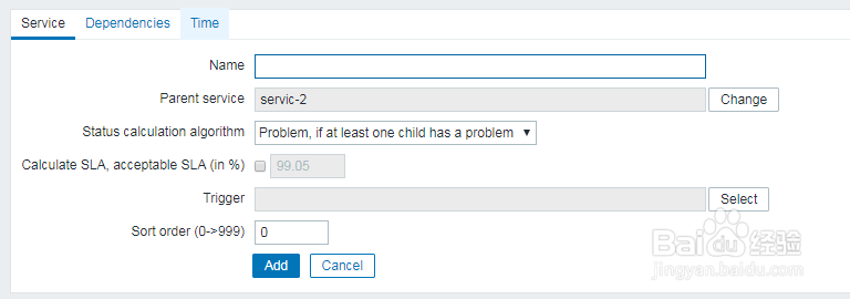 如何在zabbix的服务中增加时间？